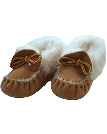 Kids Sheepskin Moccasins -Hiawatha Slippers - Baby & Toddler - Quetzal Artisan