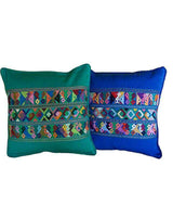 Mayan Cushion Cover Green - Handmade of Cotton - Fairtrade - Quetzal Artisan