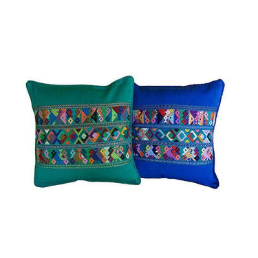 Mayan Cushion Cover Green - Handmade of Cotton - Fairtrade - Quetzal Artisan