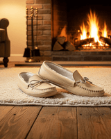 Men Moccasins Natural - Leather Slippers Native Footwear - Quetzal Artisan