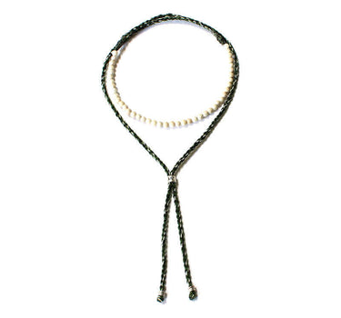 Men Necklace Green Cream - Handmade, Beautiful and Fairtrade - Quetzal Artisan