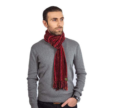 Men Scarf Red - Organic Bamboo chenille - Fairtrade - Quetzal Artisan