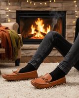 Moccasins Chestnut Brown - Men's Winter Slippers Soft Soles - Quetzal Artisan