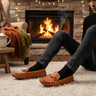 Moccasins Chestnut Brown - Men's Winter Slippers Soft Soles - Quetzal Artisan