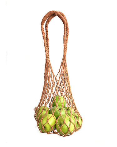 Net Bag Peach - Macrame Bag Natural Dyed - Ecofriendly & Fair - Quetzal Artisan