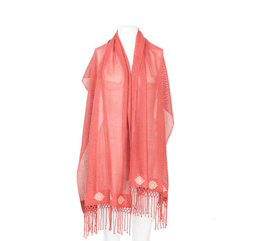 Shawl Coral Pink - Natural Cotton - Sustainable & Fairtrade - Quetzal Artisan