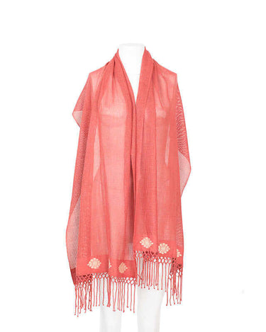 Shawl Coral Pink - Natural Cotton - Sustainable & Fairtrade - Quetzal Artisan