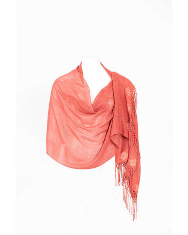 Shawl Coral Pink - Natural Cotton - Sustainable & Fairtrade - Quetzal Artisan