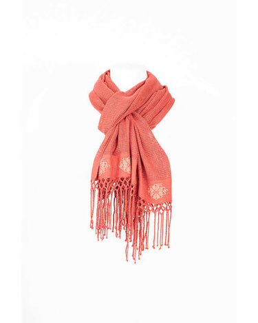 Shawl Coral Pink - Natural Cotton - Sustainable & Fairtrade - Quetzal Artisan