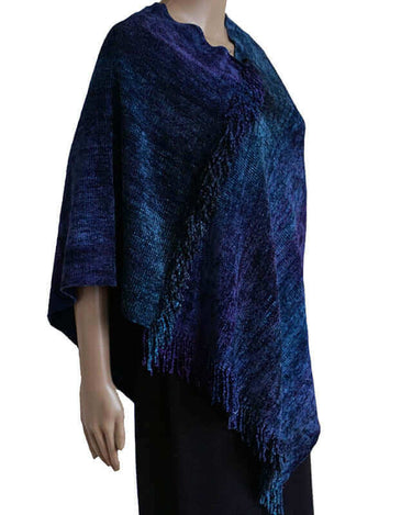 Poncho Blue Purple - Organic Bamboo - Handmade and Fairtrade - Quetzal Artisan