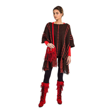 Poncho Chocolate Brown - Wool Pullover Poncho Stylish & Warm - Quetzal Artisan