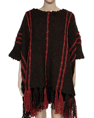 Poncho Chocolate Brown - Eco Wool - Fashionable and Warm - Quetzal Artisan