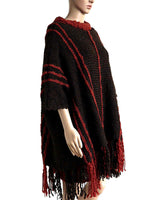 Poncho Chocolate Brown - Wool Pullover Poncho Stylish & Warm - Quetzal Artisan