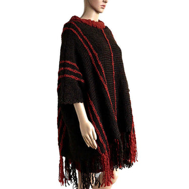 Poncho Chocolate Brown - Wool Pullover Poncho Stylish & Warm - Quetzal Artisan