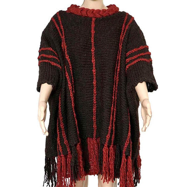 Poncho Chocolate Brown - Wool Pullover Poncho Stylish & Warm - Quetzal Artisan