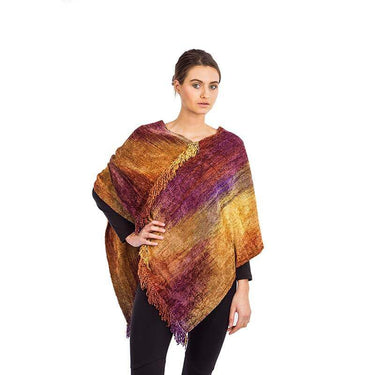 Poncho Golden Coral - Organic Bamboo Handmade and Fairtrade - Quetzal Artisan