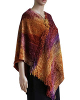 Poncho Golden Coral - Organic Bamboo - Handmade & Fairtrade - Quetzal Artisan