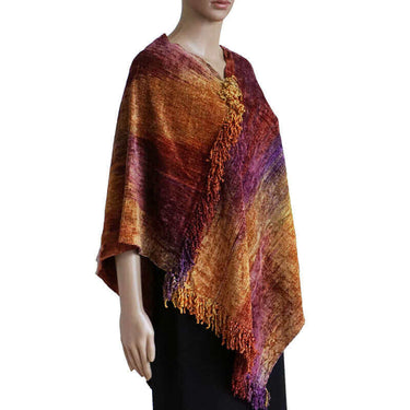 Poncho Golden Coral - Organic Bamboo Chenille - Fairtrade - Quetzal Artisan