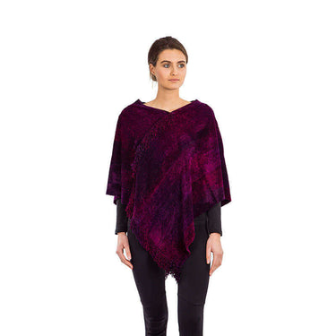 Poncho Magenta - Handmade of Organic Bamboo Chenille - Quetzal Artisan