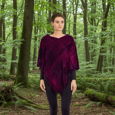 Poncho Magenta - Handmade of Organic Bamboo Chenille - Quetzal Artisan