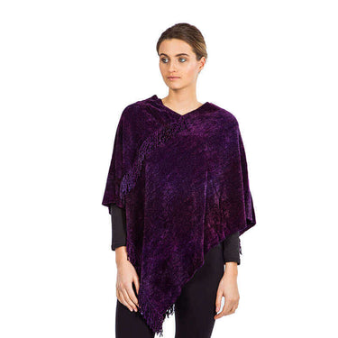 Poncho Purple - Handmade of Organic Bamboo Chenille - Quetzal Artisan