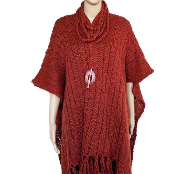 Poncho Shawl Bordeaux - Eco Wool - Fashionable and Warm - Quetzal Artisan