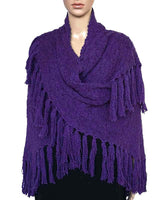 Poncho Shawl Purple - Alpaca Wool - Handmade Triangle Shawl - Quetzal Artisan