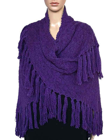 Poncho Shawl Purple - Alpaca Wool - Handmade Triangle Shawl - Quetzal Artisan