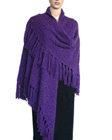 Poncho Shawl Purple - Alpaca Wool - Handmade Triangle Shawl - Quetzal Artisan