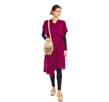 Poncho Tunic Fuchsia - Alpaca Wool - Stylish and Versatile - Quetzal Artisan