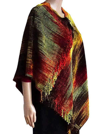 Poncho Yellow Brown - Organic Bamboo - Stylish & Fairtrade - Quetzal Artisan