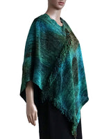 Poncho Green Blue - Organic Bamboo - Beautiful and Fairtrade - Quetzal Artisan