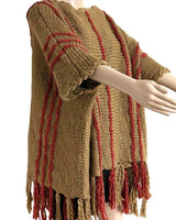 Poncho Ochre Coral - Handmade of Eco Wool - Stylish and Warm - Quetzal Artisan
