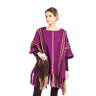 Poncho Plum Purple Ochre - Womens Eco Wool Fringed Poncho - Quetzal Artisan