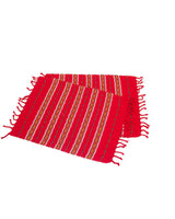 Red Crimson Placemats - Set 6 - Cotton - Mayan Design - Fair - Quetzal Artisan