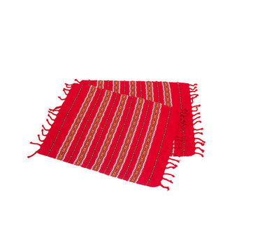 Red Crimson Placemats - Set 6 - Cotton - Mayan Design - Fair - Quetzal Artisan