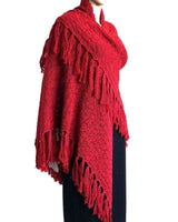  Red Triangle Shawl - Versatile Lightweight Alpaca Poncho - Quetzal Artisan