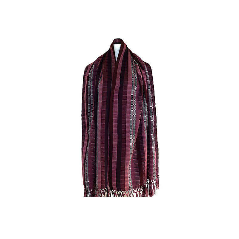 Scarf with fringes Maroon Pink 