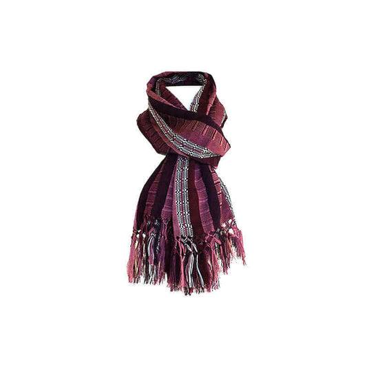 Scarf with fringes Maroon Pink 