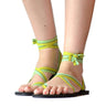 Sandals Green Stripes - Lace Up - Beads Ornament - Fairtrade - Quetzal Artisan