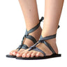 Sandals Black White - Lace Up - Cotton Straps - Fairtrade - Quetzal Artisan