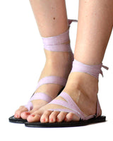 Sandals Mauve - Cotton Straps - Handmade and Fairtrade - Quetzal Artisan