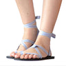 Sandals Pastel blue - Lace Up - Cottons Straps - Fairtrade - Quetzal Artisan