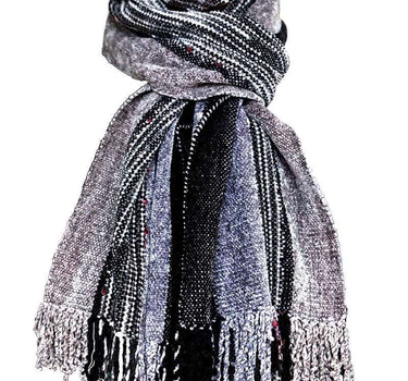 Scarf Black Grey - Organic Bamboo - Beautiful and Fairtrade - Quetzal Artisan