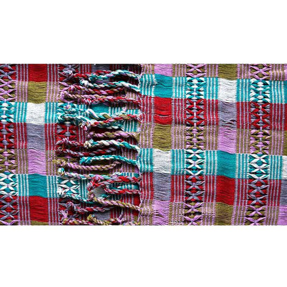 Scarf Red Lightblue - Natural Dyes 
