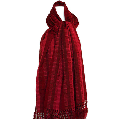 Scarf Red with Fringes Polyester