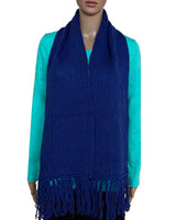 Scarf and Hat Blue - Merino Wool and Bio Cotton - Soft & Warm - Quetzal Artisan