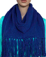 Scarf and Hat Blue - Merino Wool and Bio Cotton - Soft & Warm - Quetzal Artisan