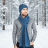 Scarf and Hat Blue Ocean - Men Long Winter Scarf Alpaca Wool - Quetzal Artisan