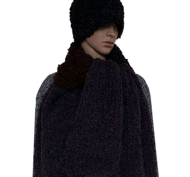 Scarf and Hat Boucle Charcoal - Alpaca Wool - Stylish & Warm - Quetzal Artisan